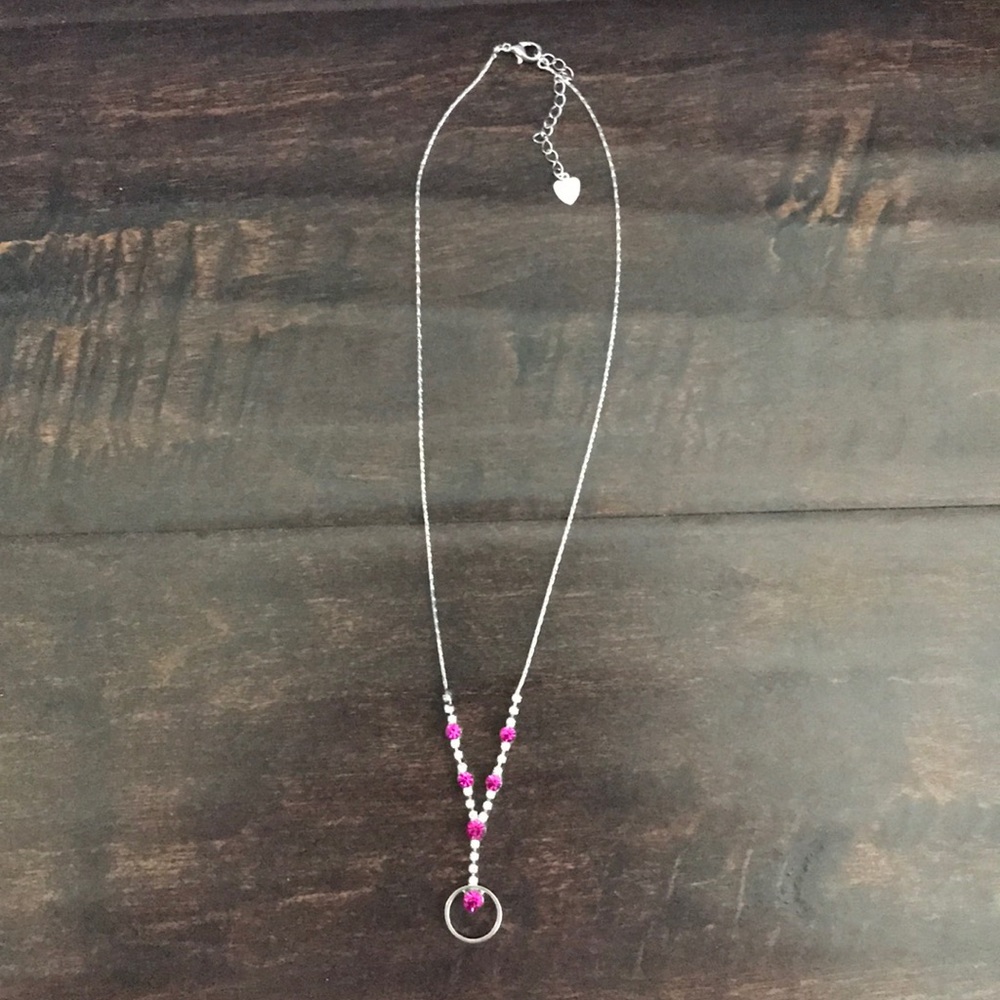 White & pink diamond necklace